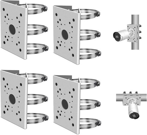 Universal Metal Security Camera Vertical Pole Mount Bracket with 6 Loops | Adjustable Fit, Durable Steel, Multi Clamp Loops, Wide Compatibility, Rust Resistant, Easy Installation in Kuwait