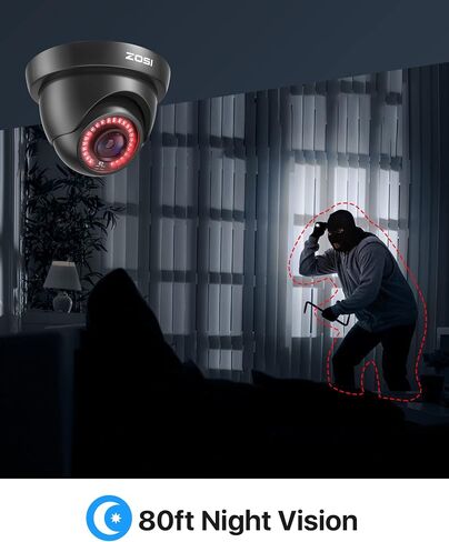 نظام كاميرا أمان ZOSI 1080P خارجي داخلي مع تقنية الذكاء الاصطناعي للكشف عن المركبات البشرية، H.265+ 16 قناة DVR مع كاميرا قبة رصاصية مقاومة للطقس 8 × 2 ميجابكسل، وصول عن بعد، دفع تنبيه الحركة، بدون محرك أقراص ثابت in Kuwait