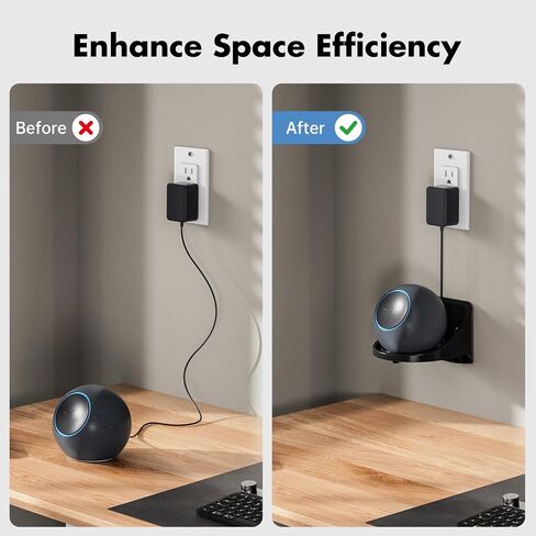 XLTTYWL® Stand & Wall Mount with Cable Hider for Dot Max 6th Gen Black | Fits Dot Max 6th Gen 2025, Wall & Desk Use, Built-In Cable Winder, Anti-Scratch ABS, Perfect For Kitchen & Bathroom in Saudi Arabia