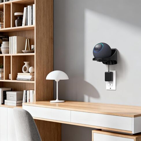 XLTTYWL® Stand & Wall Mount with Cable Hider for Dot Max 6th Gen Black | Fits Dot Max 6th Gen 2025, Wall & Desk Use, Built-In Cable Winder, Anti-Scratch ABS, Perfect For Kitchen & Bathroom in Saudi Arabia