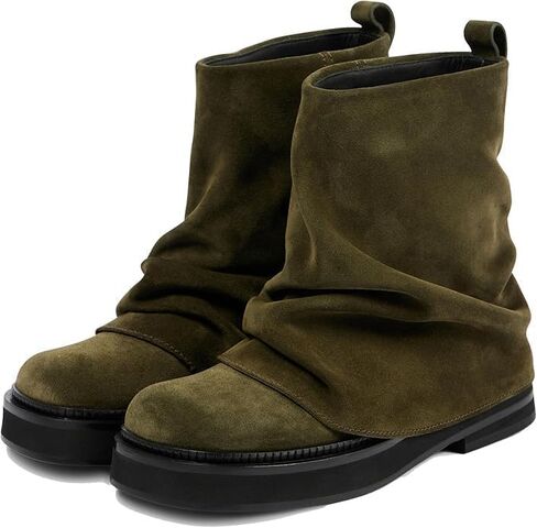 MAVMAX Women Slouchy Ankle Boots Casual Fold Over Round Toe Boots Pull On Wide Calf Chunky Low Heel Platform Boot in Saudi Arabia