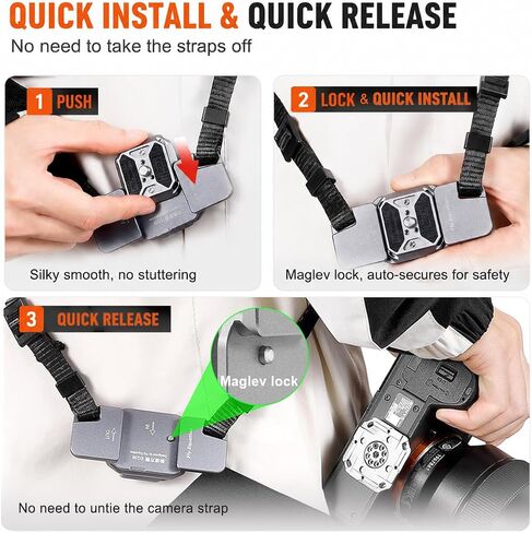 EQ38 Camera Quick Release Kit for Neck/Shoulder Strap, Anti-Deflection Anti-Loose,Camera Strap Quick Release kit, Included Plate and Base in Saudi Arabia