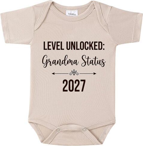 Level Unlocked: Grandma Status 2027 Baby Coming Soon Bodysuit Announcement, Funny Pregnancy Announcement Gift for Grandparents to be,Baby Surprise to Family(oat) in Saudi Arabia