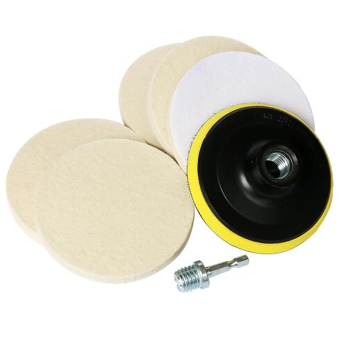 4 Inch Wool Felt Polishing Pad Buffing Wheel Kit for Drill,Fine Polishing of Metal Glass Stone (7) in Saudi Arabia