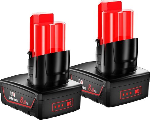 HOCHSTERN 1Pack 8.0Ah M-12 Battery Replacement for Milwaukee 12V Battery | Compatible with Milwaukee 12 Volt Batteries 48-11-2450 48-11-2440 48-11-2412 48-11-2460 Cordless Power Tools in Kuwait