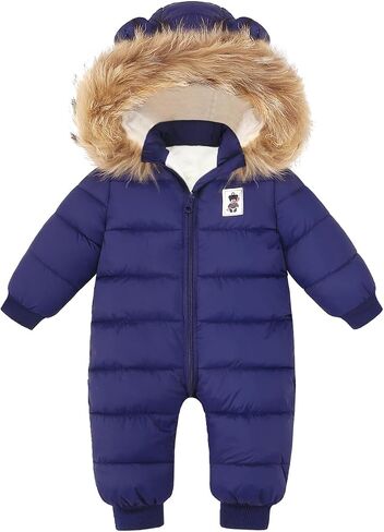 Newborn Baby Girls Winter Snowsuit Toddler Boys Snowsuits Coats | Unisex items jacket hoodie jumpsuits toddler fleece rompers snow suits infant robe outfit 0-6M, 6-12M, 12-18M,18-24M options in Saudi Arabia