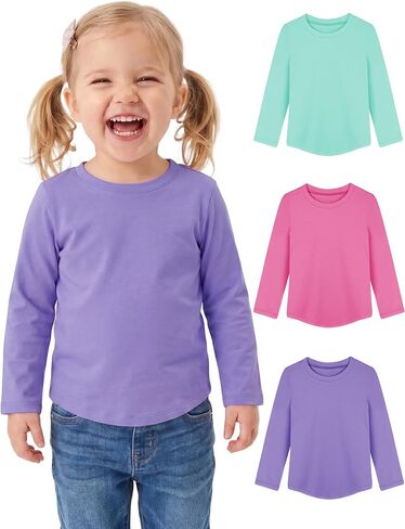 Resinta 3 Pack Toddler Baby Girls Long Sleeve Cotton Shirts Crewneck U Hem Tee Basic T-Shirt Fall Winter Tops 12M-5T in Saudi Arabia