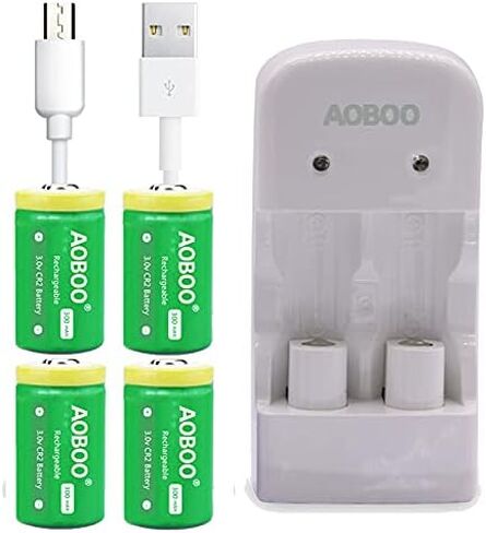 Cr2 3V Rechargeable Batteries 4pcs 300mah, Compatible with Switching Robots, Rangefinders, Door Sensors, Film Cameras in Saudi Arabia