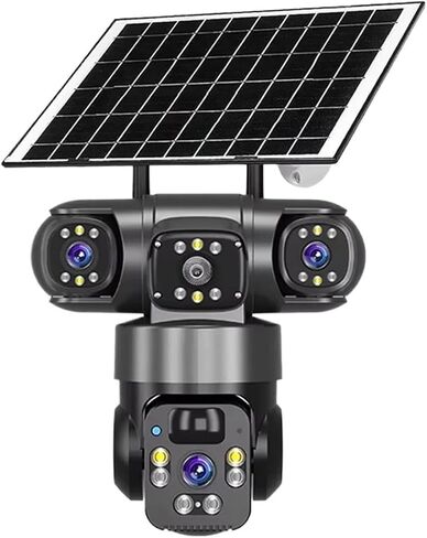 6K 4G Solar PTZ Outdoor Security Cam Three Screen Battery Powered Waterproof Surveillance Device(4G Cam 256G Card) in Kuwait