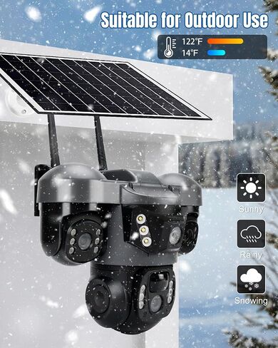 KEPEAK Solar Security Camera Outdoor Wireless, Triple Lens PTZ Camera, 360° Pan Tilt, Color Night Vision, PIR Motion Detection, Two-Way Audio, Battery Powered, IP66, V380 App in Saudi Arabia