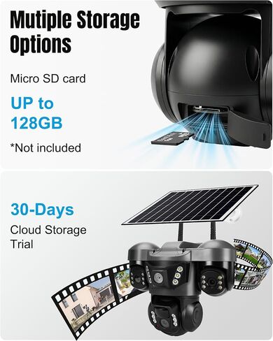 KEPEAK Solar Security Camera Outdoor Wireless, Triple Lens PTZ Camera, 360° Pan Tilt, Color Night Vision, PIR Motion Detection, Two-Way Audio, Battery Powered, IP66, V380 App in Saudi Arabia