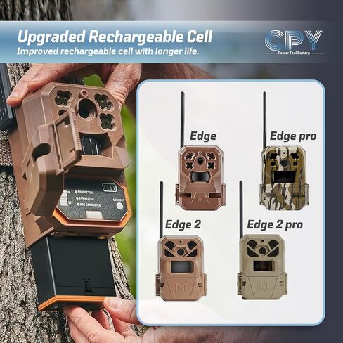 CPY 2 Pack Power Mag Battery for Moultrie Edge Cellular Trail Camera, 5000mAh Rechargeable Lithium Replacement Battery for Moultrie Edge, Edge PRO, Edge 2, Edge 2 PRO, USB-C & Solar Panels Charging in Kuwait