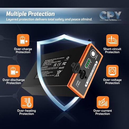 CPY 2 Pack Power Mag Battery for Moultrie Edge Cellular Trail Camera, 5000mAh Rechargeable Lithium Replacement Battery for Moultrie Edge, Edge PRO, Edge 2, Edge 2 PRO, USB-C & Solar Panels Charging in Kuwait