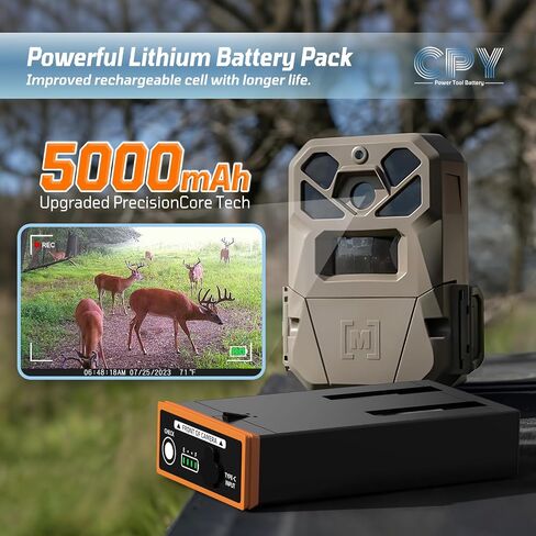 CPY 2 Pack Power Mag Battery for Moultrie Edge Cellular Trail Camera, 5000mAh Rechargeable Lithium Replacement Battery for Moultrie Edge, Edge PRO, Edge 2, Edge 2 PRO, USB-C & Solar Panels Charging in Kuwait