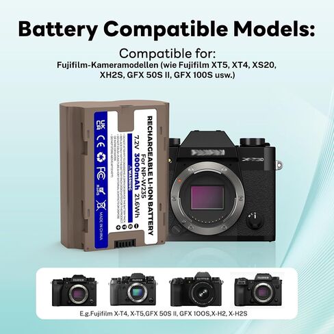 2Pack 2026 Upgrade NP-W235 3000mAh Battery, Replacement Battery with USB-C Fast Charging Port Compatible with Fujifilm X-T5, X-T4, VG-XT4, X-H2S, X-H2, GFX50S II, GFX100S, GFX100II Camera in Kuwait