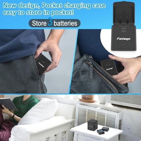 Fantasyo Replacement Batteries 2100mAh (2-Pack) for Gopro Hero 13 Black and 3-Channel Quick Charger, Fully Compatible with Gopro Hero 13 Battery and Charger in Kuwait