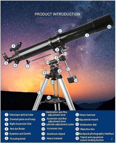 Portable 90° Erecting Prism Telescope for Beginners, 80mm Aperture, 900mm Focal Length Refractor Telescope with Tripod (Package 6) in Saudi Arabia