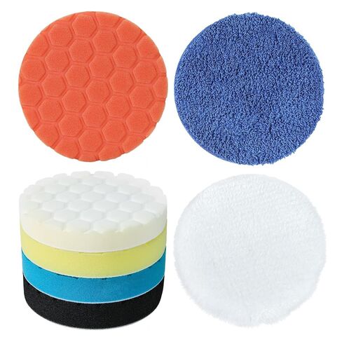 Bufing Polishing Pads - 7Pcs Face for Backing Plate, Car Compound Buffing Sponge Pads and Woolen Cutting Polishing Pad Kit (7 inch) in Saudi Arabia