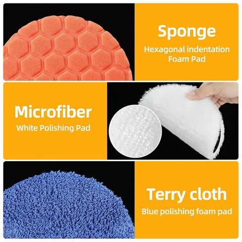 Bufing Polishing Pads - 7Pcs Face for Backing Plate, Car Compound Buffing Sponge Pads and Woolen Cutting Polishing Pad Kit (7 inch) in Saudi Arabia