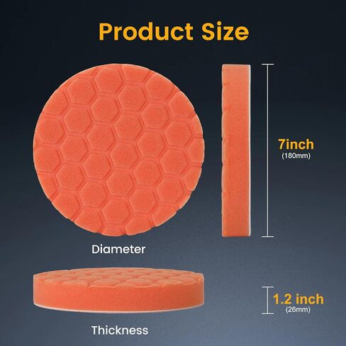 Bufing Polishing Pads - 7Pcs Face for Backing Plate, Car Compound Buffing Sponge Pads and Woolen Cutting Polishing Pad Kit (7 inch) in Saudi Arabia