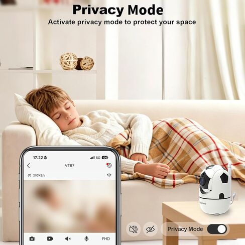 VTimes 1080P Pan/Tilt Indoor Camera, WiFi Cameras for Home Security | AI Human Dection, 2-Way Audio, Pet/Dog/Baby Camera with Phone App, Night Vision, 360° Angle of View, Share with Family in Saudi Arabia
