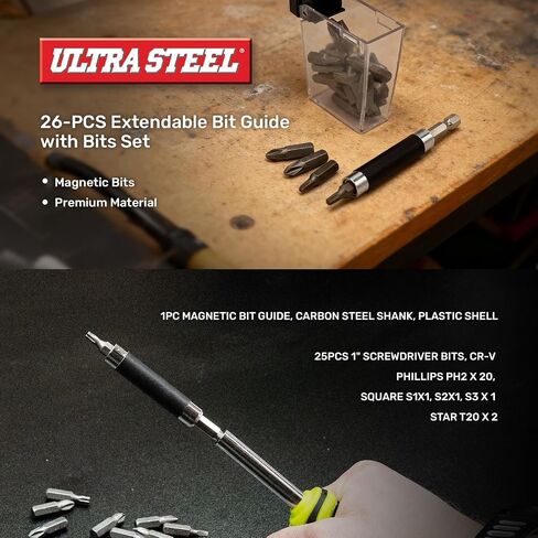 81PC Tool Set, Magnetic Driver Bits, 2 Inch Reversible Ratchet | Screwdriver, Carbon Socket, PH2 S1 S2 S3 Star T20, 5-9mm and 1/4-1/2 Sockets, DIY, Home, Repair in Kuwait