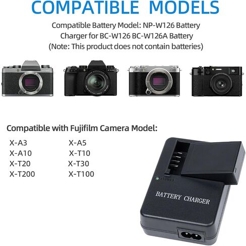 BC-W126 Battery Charger for NP-W126 NP-W126S Battery | Compatible with Fujifilm X-A3, X-A5, X-A10, X-T10, X-T20, X-T30, X-T200, X-T100 Camera in Saudi Arabia
