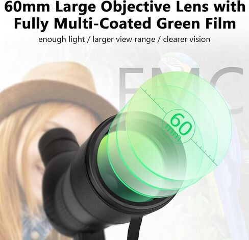 Spotting Scopes, 20-60x60mm Zoom 39-19m/1000m with FMC Lens, BAK4 45 Degree Angled Eyepiece, Fogproof Spotting Scope with Tripod, Phone Adapter, Carry Bag for Birding Watching in Saudi Arabia