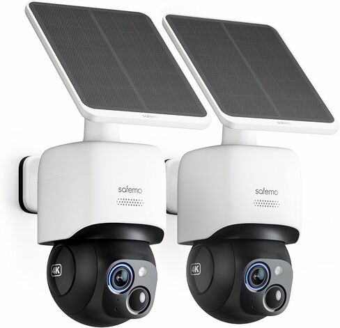4K Solar Security Cameras Wireless Outdoor, AOV Dual View 360° Pan & Tilt Cameras for Home Security, 24/7 Surveillance, No Blind Spots, 2.4 GHz Wi-Fi, No Monthly Fee (2 Pack) in Saudi Arabia