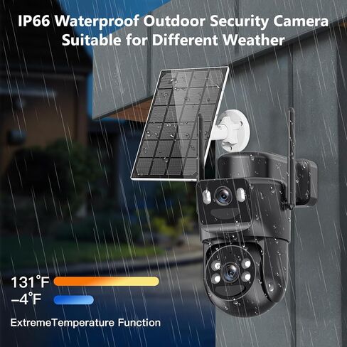 4K Solar Security Cameras Wireless Outdoor Battery Powered, 2.4GHz Dual Lens Bullet & 360°PTZ Linkage Outdoor Security Camera with Solar Panel, 8X Digital Zoom, Color Night Vision (2 Pack) in Kuwait