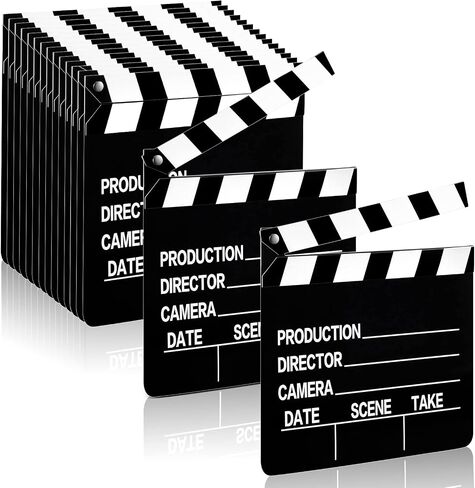 Jecery 20 Pcs Movie Film Clap Board 7 x 8 Inch Clapboard Directors Clapper Clapboard Movie Night Party Decorations Writable Cut Action Scene Board Centerpiece for Photo Prop (Black) in Saudi Arabia
