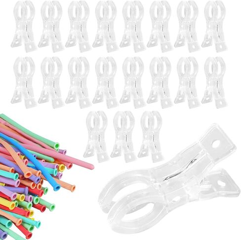 20 Pack Large Balloon Arch Clips, Clear Spring Clamps for Balloon Arch, 100 Pcs Long Balloons and 3.5 Inch Spring Clamps for Backdrop, Birthday Decoration Photography Studios in Saudi Arabia