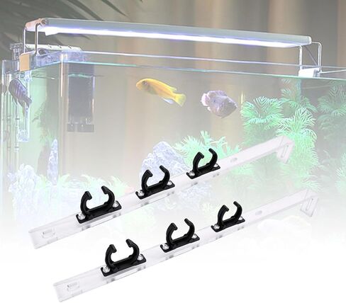 Light Tube Clips, Adjustable Acrylic Clamp Holder, for Aquarium Fish Tank LED | Clear Acrylic Brackets with Flexible Jaw for Mounting LED Tubes on Rimless and Framed Tanks Without Blocking Light in Saudi Arabia