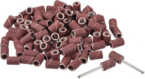 uxcell 100 Pcs 1/4 Inch Sanding Sleeves Sandpaper Set 80 Grit with 2 Pcs 1/8 Inch Drum Mandrels for Rotary Tools in Saudi Arabia