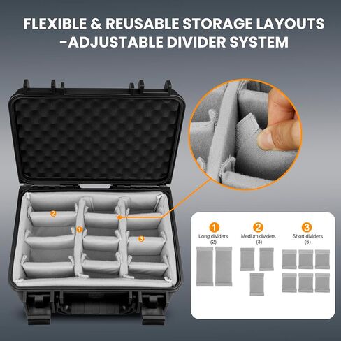IP67 Waterproof Hard Case 11 Inch with Customizable EVA Padded Dividers, Lid Foam and Premium Shoulder Strap – Protective Case for Mirrorless Camera, Lens, Smaller Drones and Electronics in Saudi Arabia
