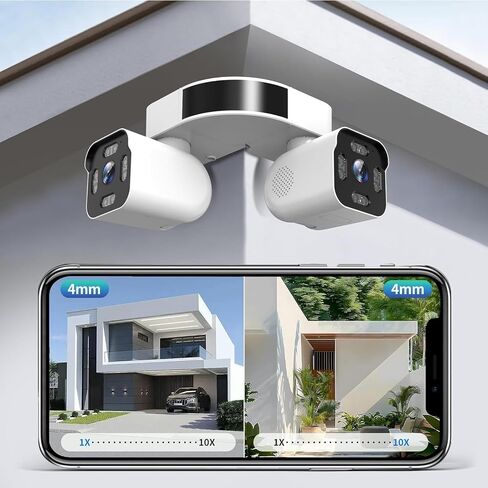 1 pc Indoor Outdoor Security Camera Dual-Lens HD Camera,6MP Video Surveillance Camera,PTZ,Two-Way Audio,AI Motion Detection Alerts,2.4 GHz,Supports Cloud Storage/TF Card (No Monthly Fee) in Kuwait