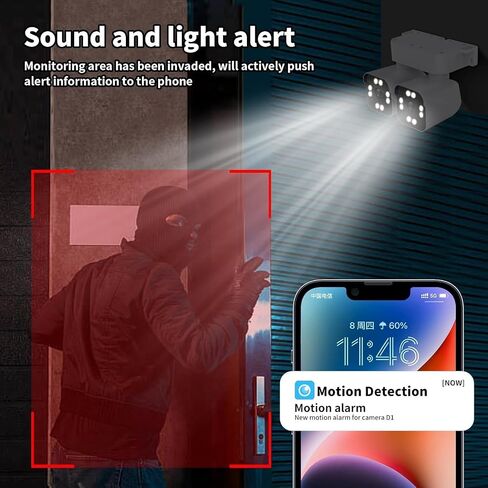 1 pc Indoor Outdoor Security Camera Dual-Lens HD Camera,6MP Video Surveillance Camera,PTZ,Two-Way Audio,AI Motion Detection Alerts,2.4 GHz,Supports Cloud Storage/TF Card (No Monthly Fee) in Kuwait