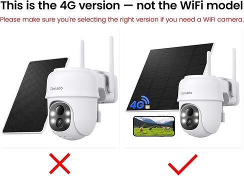 Cinnado 4G LTE Cellular Security Camera-No WiFi Outdoor Camera Wireless with 5W Solar Panel, 2K 360° Color Night Vision, PIR Motion, TF Card Storage, Works with Alexa, SIM Card Included, B6 4G 1P in Saudi Arabia