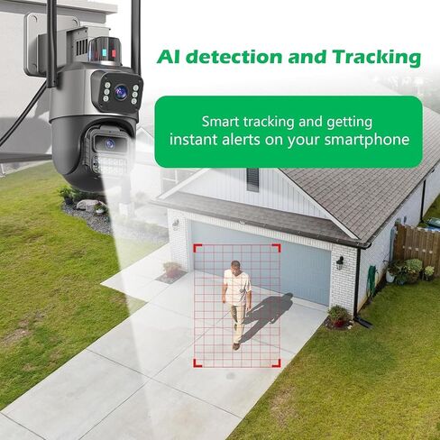 Outdoor Camera, Dual Lens PTZ 6MP Security Camera Outdoor (Grayish-Black) in Saudi Arabia