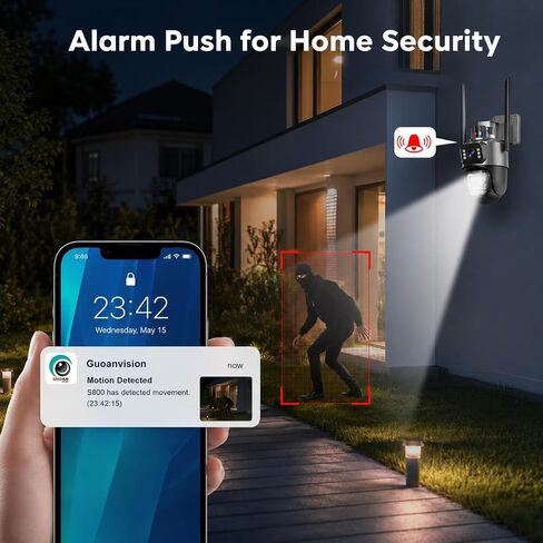 Outdoor Camera, Dual Lens PTZ 6MP Security Camera Outdoor (Grayish-Black) in Saudi Arabia