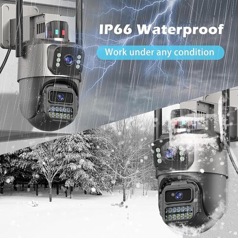 Outdoor Camera, Dual Lens PTZ 6MP Security Camera Outdoor (Grayish-Black) in Saudi Arabia