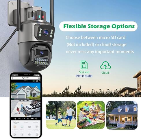 Outdoor Camera, Dual Lens PTZ 6MP Security Camera Outdoor (Grayish-Black) in Saudi Arabia