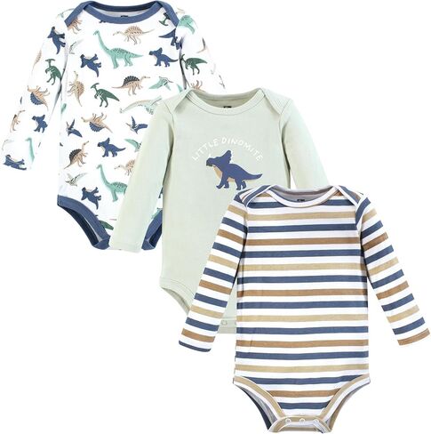 Hudson Baby Basics Infant Boys Essential Long Sleeve Bodysuits 3-Pack in Saudi Arabia