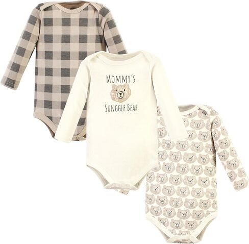 Hudson Baby Basics Unisex Baby Essential Long Sleeve Bodysuits 3-Pack in Kuwait