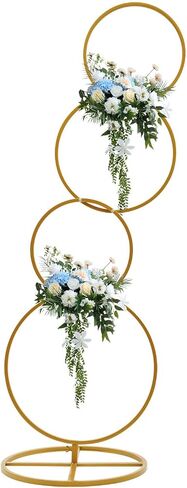DYNAMI 5.3ft Gold 4-Tier Round Hoop Backdrop Stand for Wedding Party Decor | Gold Metal Flower Arch Frame with Round Base,Freestanding Floral Balloon Display Rack for Bridal Shower Photo Booth Decor in Saudi Arabia