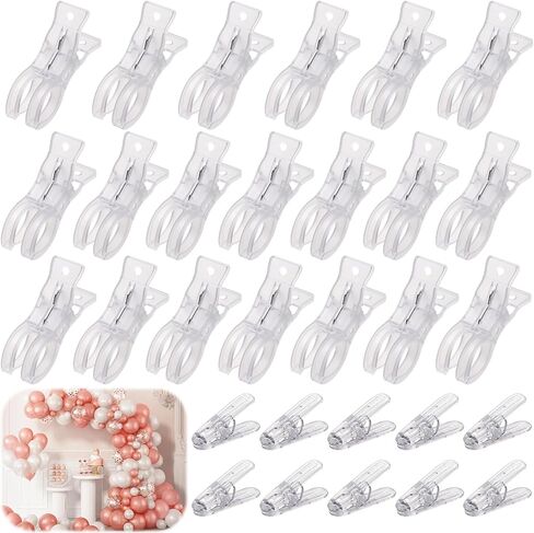 20Pcs Balloon Arch Clips with 10 Small Clip Set | Large Clear Backdrop Clips Spring Clamps, Plastic Heavy Duty Clip for Balloon Arch Kit Birthday Wedding Backdrop Stand Crafts in Saudi Arabia