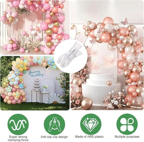 20Pcs Balloon Arch Clips with 10 Small Clip Set | Large Clear Backdrop Clips Spring Clamps, Plastic Heavy Duty Clip for Balloon Arch Kit Birthday Wedding Backdrop Stand Crafts in Saudi Arabia