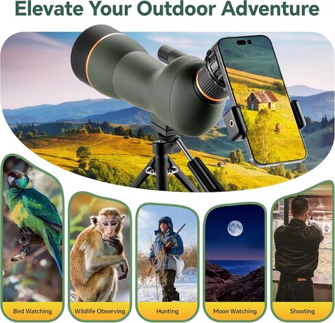 ESSLNB Spotting Scope with Tripod, BAK4 High Definition Waterproof Spotter Scope with Phone Adapter, Fogproof Spotting Scopes for Target Shooting, Bird Watching, Wildlife Viewing in Saudi Arabia