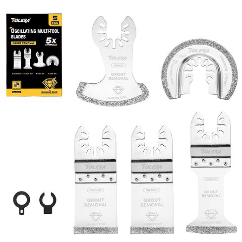 Diamond Oscillating Saw Blades Mixed Set for Grout Removal, 5-Pack | Versatile Set, 3 Kerf Sizes 0.06, 0.07 and 0.09-Inch, Up to 5x Life, for Mortar, Plaster and Porous Concrete in Kuwait