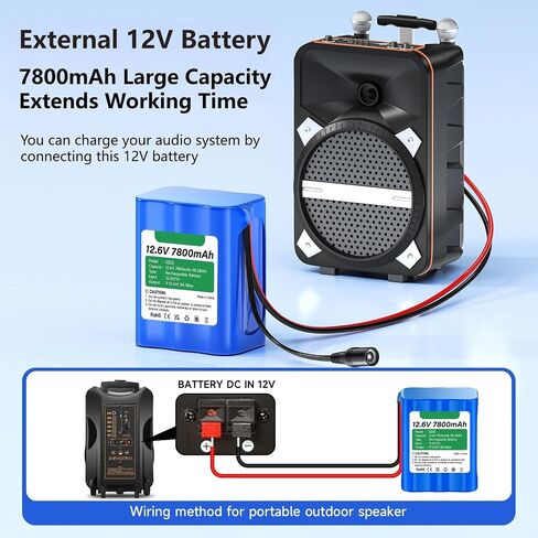 CITYORK 12V Rechargeable Battery 7800mAh with Charger, Bare Leads, Cable Connector for DIY Projects, Speakers Box, Radio Equipment, Toy Cars, Solar Panels, LED Light Strip, CCTV Camera, etc in Saudi Arabia